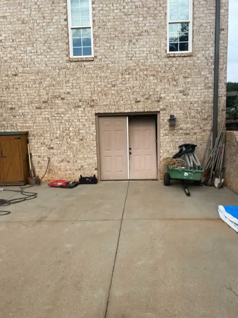 The old double doors on their way out, mid-job