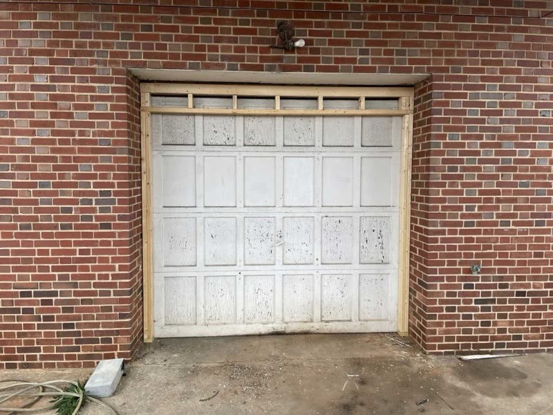 Before: a weathered door ready for replacement